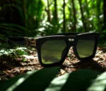 Black Oversized Square Sunglasses with Gold Accent - Image 2