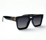 Black Oversized Square Sunglasses with Gold Accent
