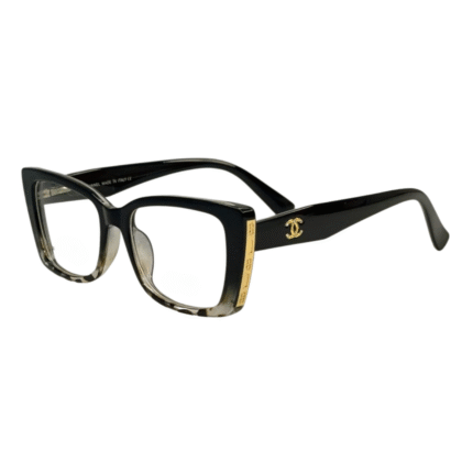 Luxury Black & Leopard Gradient Square Glasses with Gold Accent