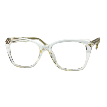 Clear Square Transparent Glasses with Gold Temple Accents