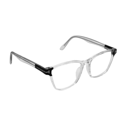 Clear Crystal Square Eyewear Frame with Black Temple Accents – Iconic & Lightweight