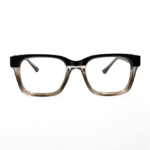 Chic Elegance: Black & Amber Acetate Square Frames