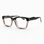 Chic Elegance: Black & Amber Acetate Square Frames - Image 2