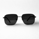 Sleek Black Metal Square Sunglasses - Image 2