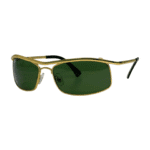 Gold Frame Black Lens Sport Sunglasses - Image 2