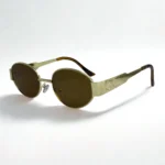 Unisex Gold Oval Sunglasses – Retro Metal Frame with UV Protection
