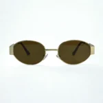 Unisex Gold Oval Sunglasses – Retro Metal Frame with UV Protection - Image 2
