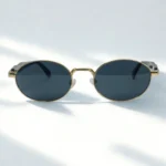 Unisex Golden Oval Sunglasses – Black UV400 Lens - Image 2