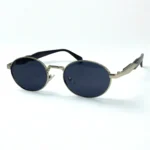 Unisex Oval Metal Sunglasses – Silver Frame | Black UV400 Lens