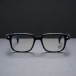 Unisex Bold Black Square Eyeglasses with Silver Detailing – Model 2275 - Image 2
