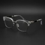 Premium Crystal & Silver Browline Glasses – Modern Unisex Frames